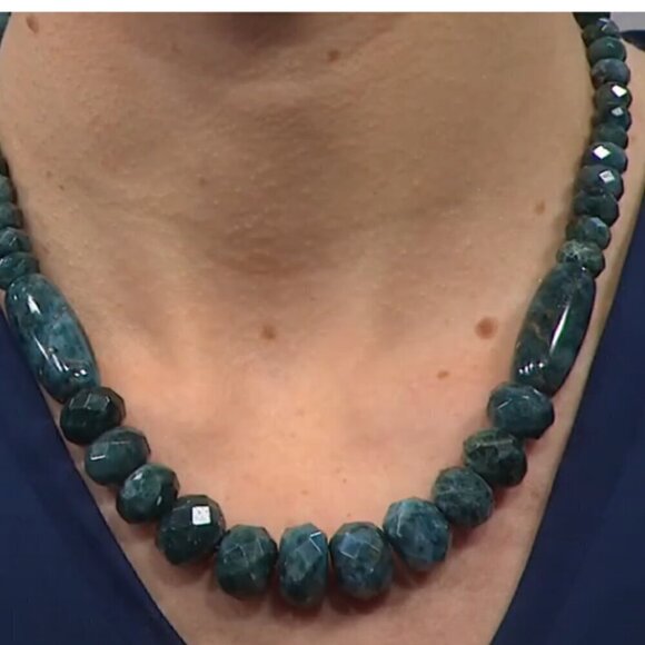 Jay King Graduated Teal Apatite Bead 18" Necklace Sterling Clasp - Picture 2 of 8